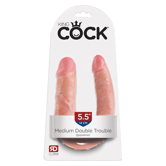 Dildo Doble King Cock Medium Double Trouble 5.5in. - Light
