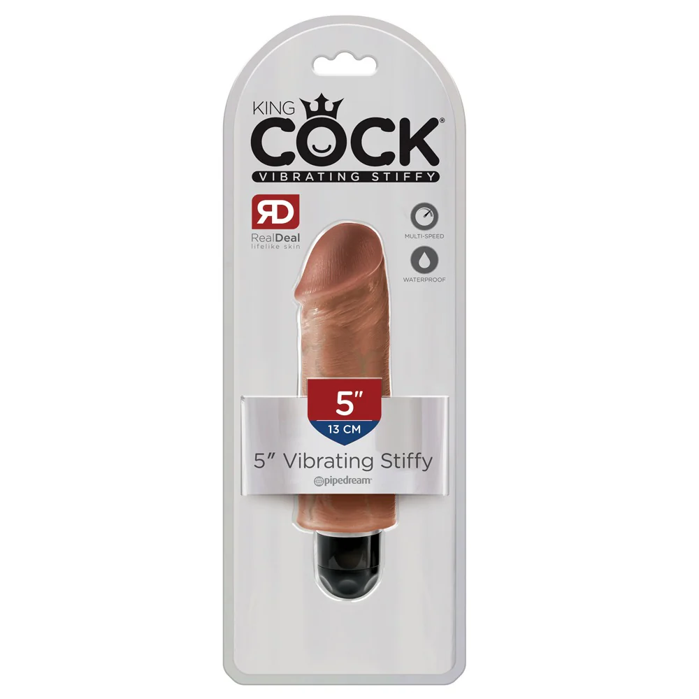 Dildo King Cock 5in. Vibrating Stiffy - Tan