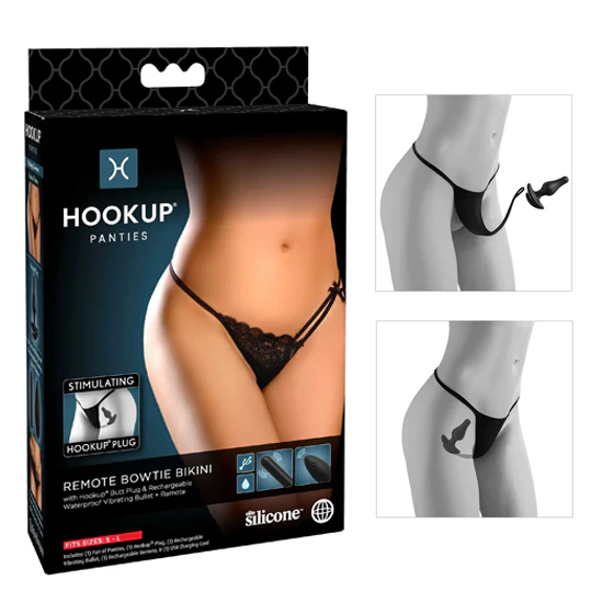 Plug Anal Hookup Panties Remote Bowtie Bikini - S-L - Image 5