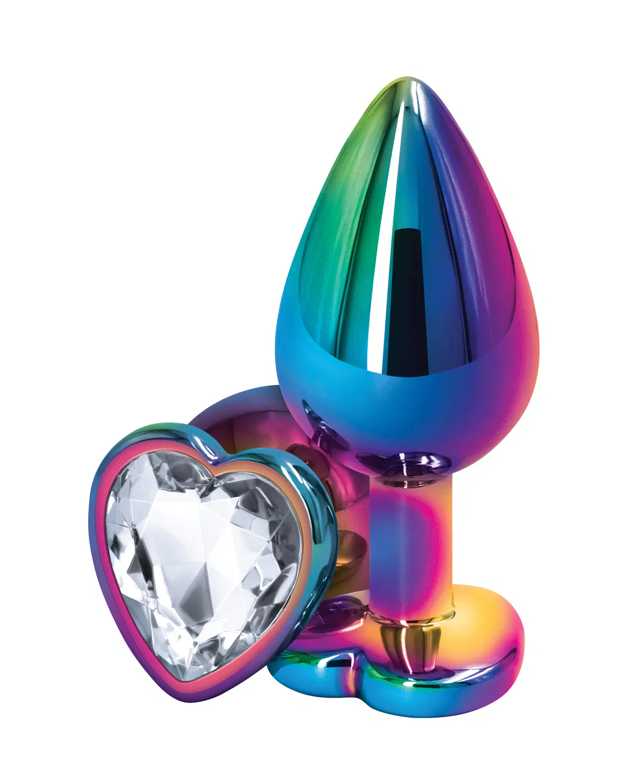 Plug Anal Rear Assets - Multicolor Heart - Medium - Clear - Image 2