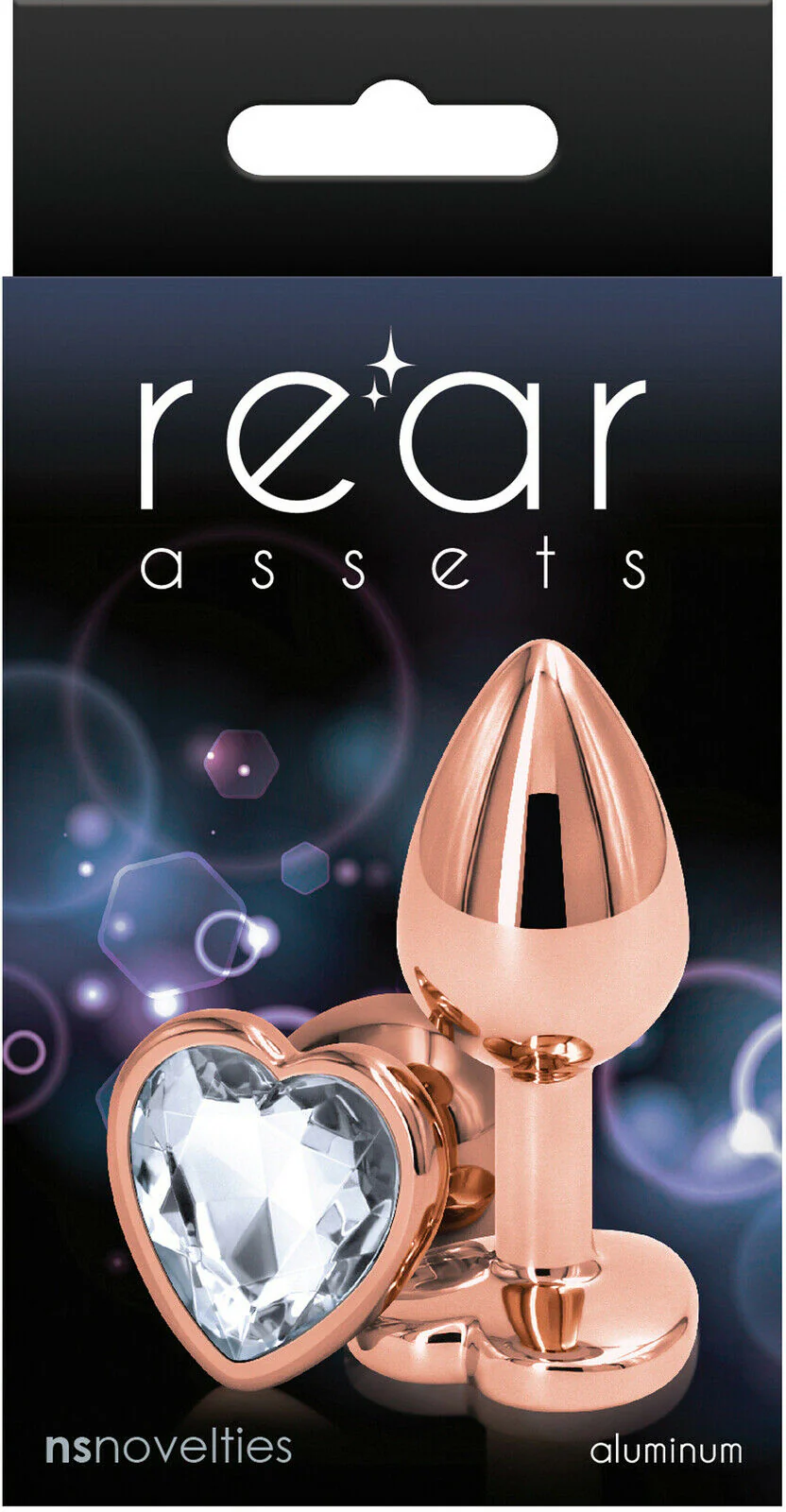 Plug Rear Assets - Rose Gold Heart - Small - Clear