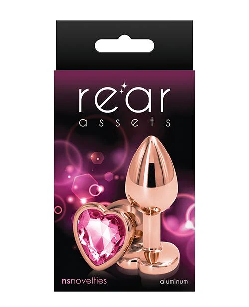 Plug Rear Assets - Rose Gold Heart - Small - Pink