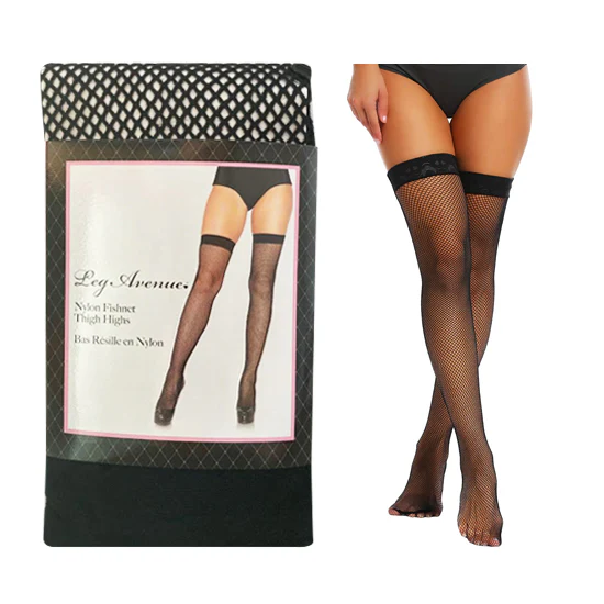 Medias Fishnet Thigh High - One Size - Black