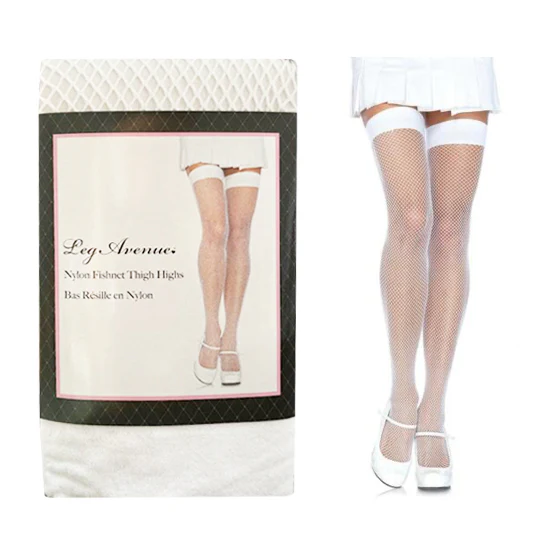 Medias Fishnet Thigh Highs - One Size - White