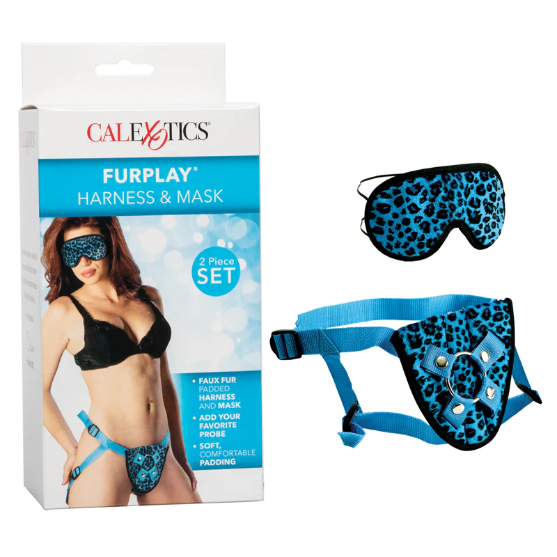 Set Furplay Harness & Mask Leopard Blue
