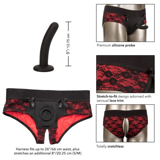 Dildo Scandal Crotchless Pegging Panty Set 5in. - S/M - Image 5