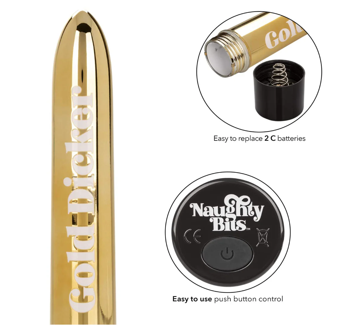 Vibrador Naughty Bits Gold Dicker Personal Vibrator - Image 3