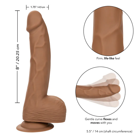 Dildo Silicone Studs 8in. Brown - Image 3