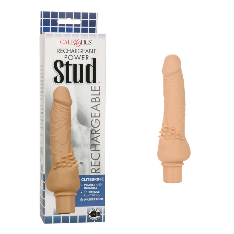Dildo Rechargeable Power Stud Cliterrific 7.5in. -Ivory