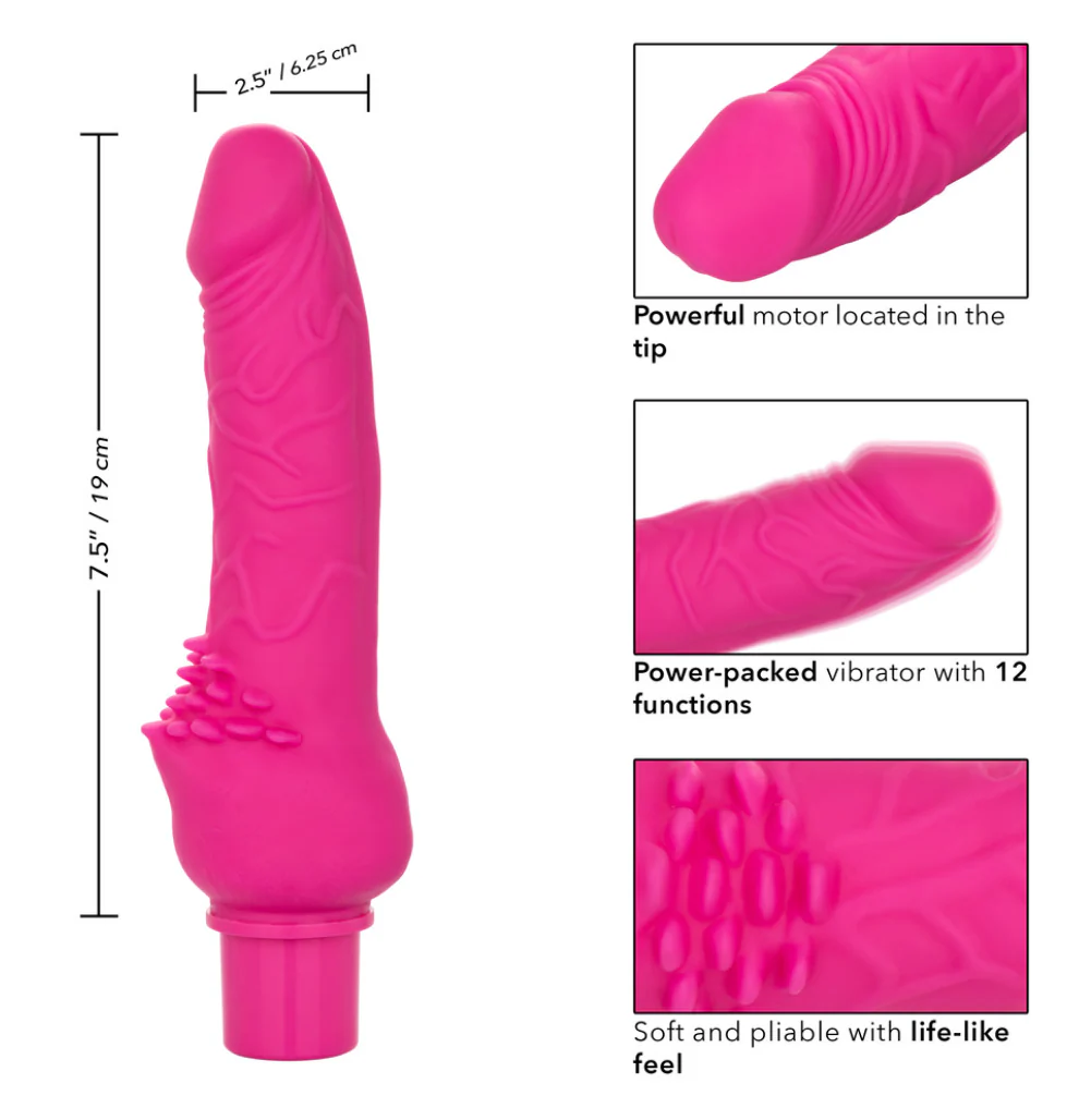 Dildo Rechargeable Power Stud Cliterrific 7.5in.- Pink - Image 2