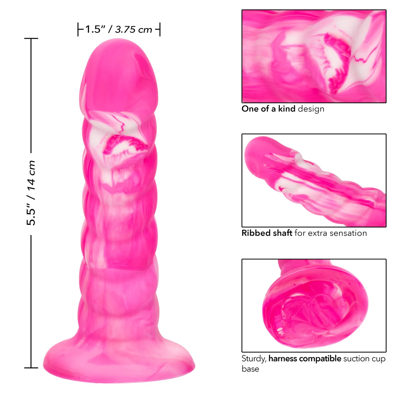 Dildo Twisted Love Twisted Ribbed Probe-Pink 5.5in. - Image 2