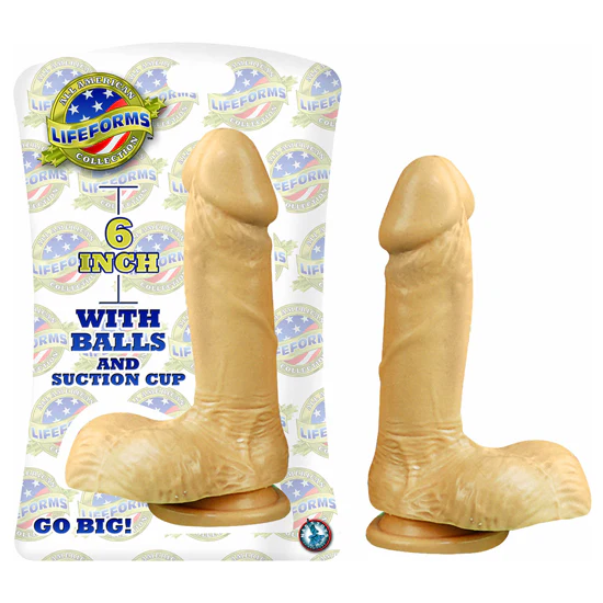 Dildo Lifeforms With Balls And Suction Cup 6″-White