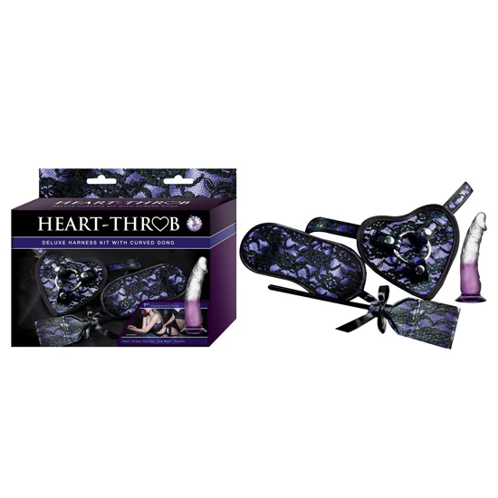 Set Heart-Throb Deluxe Harness Kit With Curved Dong-Purple