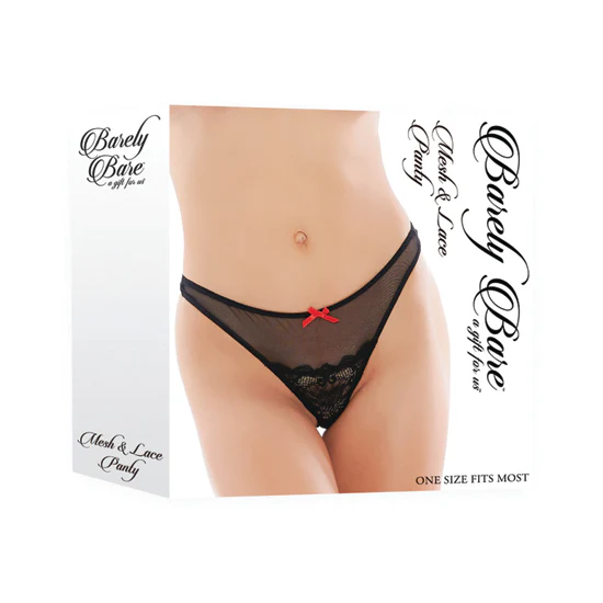Panty Mesh & Lace Panty, Black - Image 3