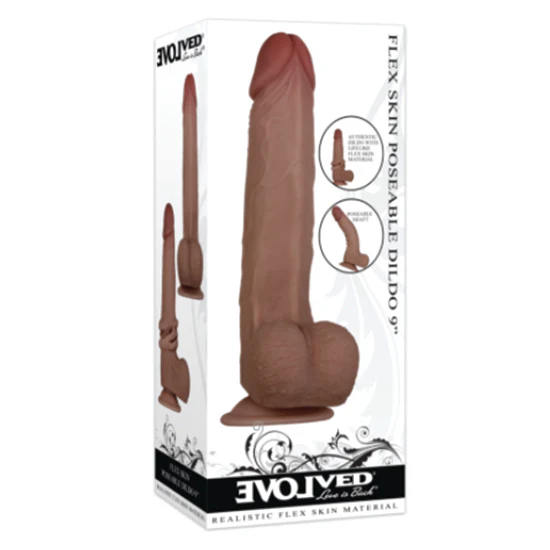 Dildo Flexskin Poseable Dildo 9in. Dark