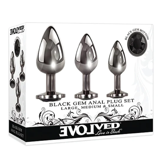 Set Anal Gem Black Anal Plug