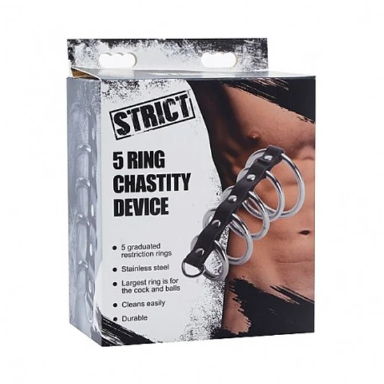 Anillo Castidad Strict Leather 5 Ring Chastity Device