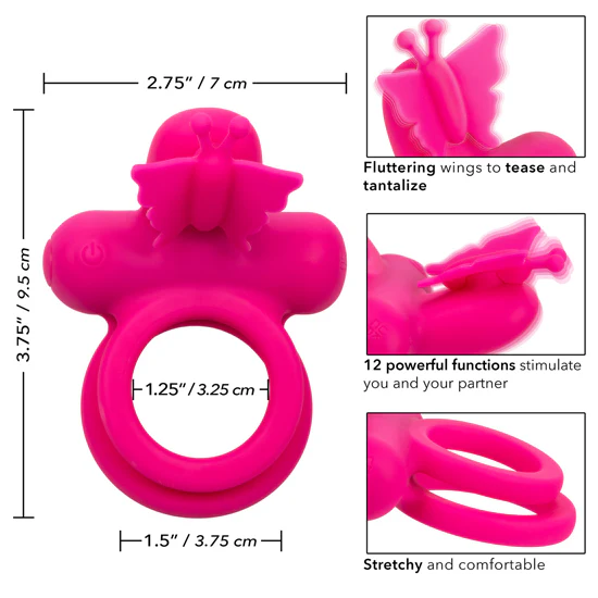 Anillo Silicone Rechargeable Dual Butterfly Ring - Image 2