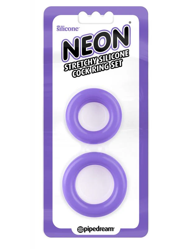 Anillos Neon Stretchy Silicone Cock Ring Set Purple