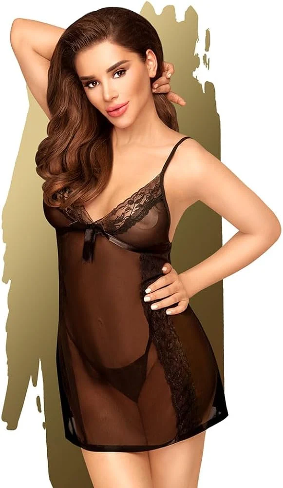 Babydoll Penthouse Casual Seduction Baby Doll With Thong-Black S/M