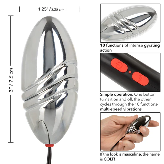 Bala Anal Rechargeable Colt Bullet Silver - Image 2