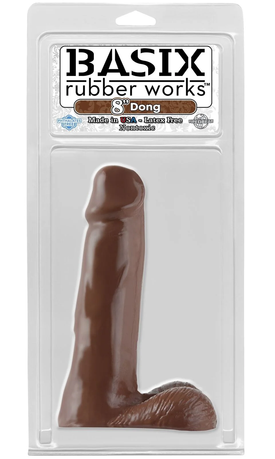 Dildo Basix Rubber Works 20 cm Dong - Brown