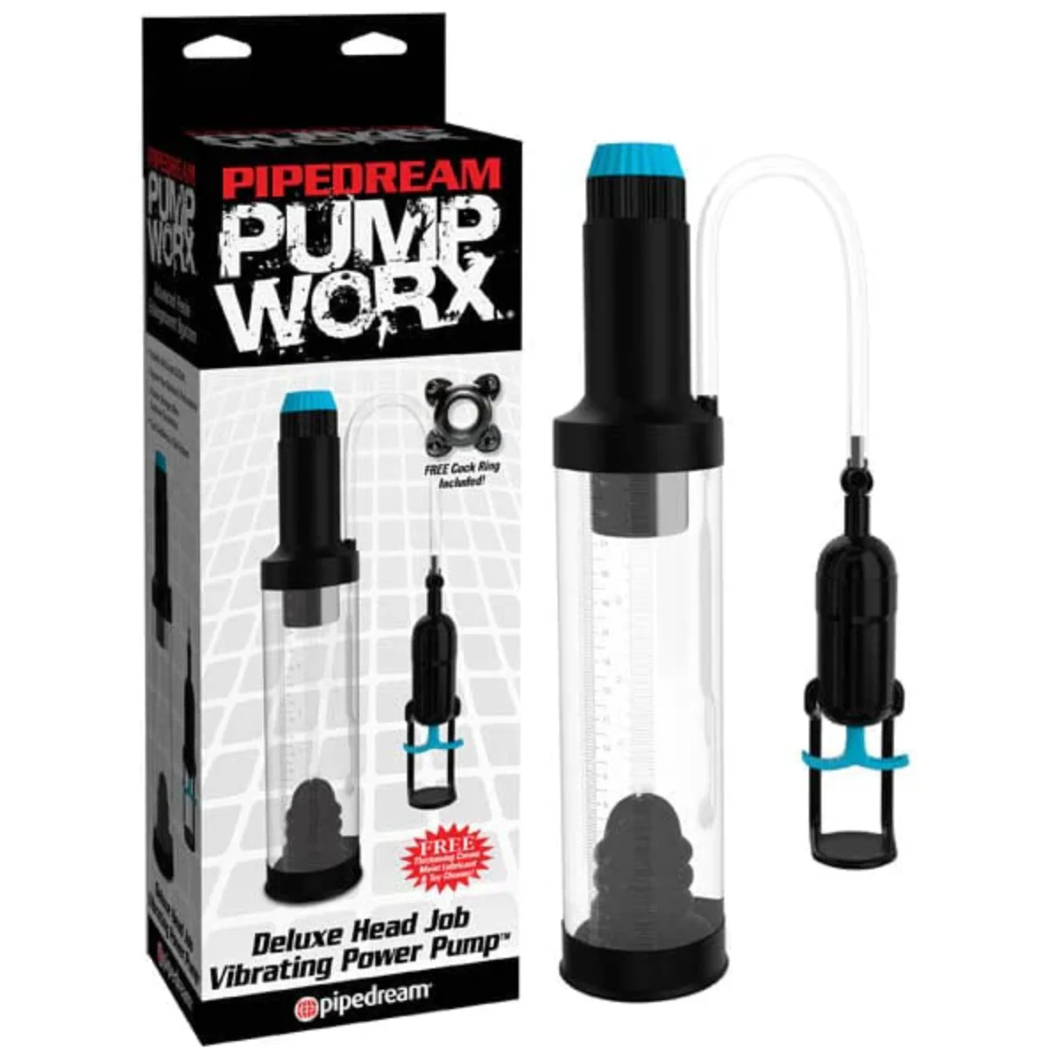 Bomba Pump Worx Deluxe Head Job Vibrating Power Pump – Clear/Black