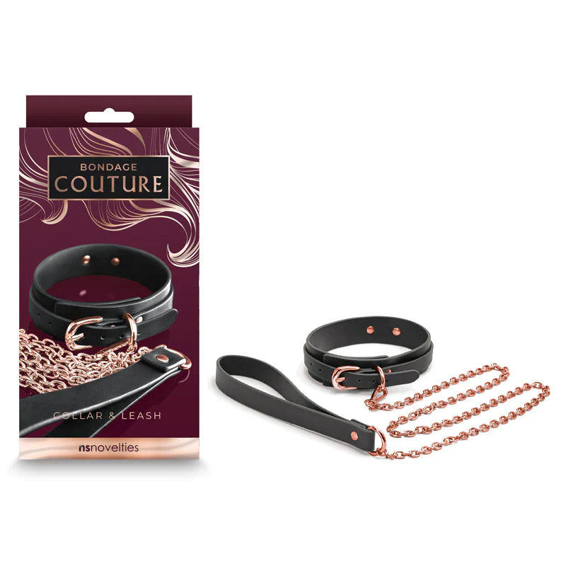 Collar Bondage Couture Collar & Leash Black