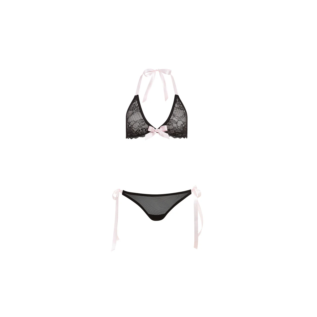 Conjunto Bralette Ribbon Tie Bralette Set, Black - Image 2