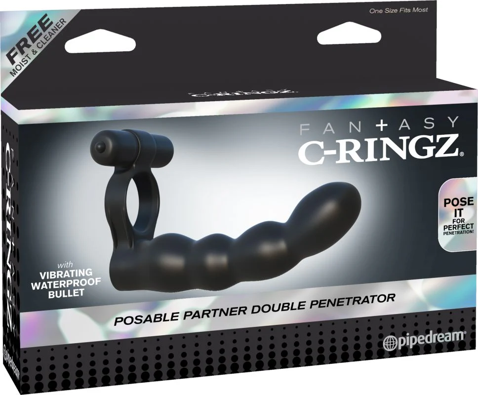 Dildo Fantasy C-Ringz Posable Partner Double Penetrator Black