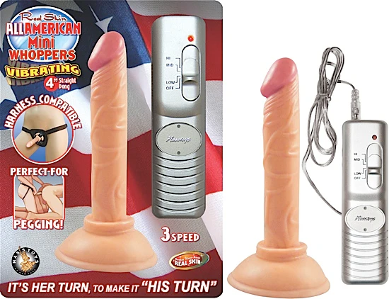 Dildo All American Mini Whoppers Vibrating 4'' Straight Dong Flesh