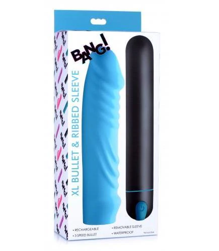 Vibrador Bang XL Bullet Ribbed Silicone Sleeve - 21 cm - Image 4