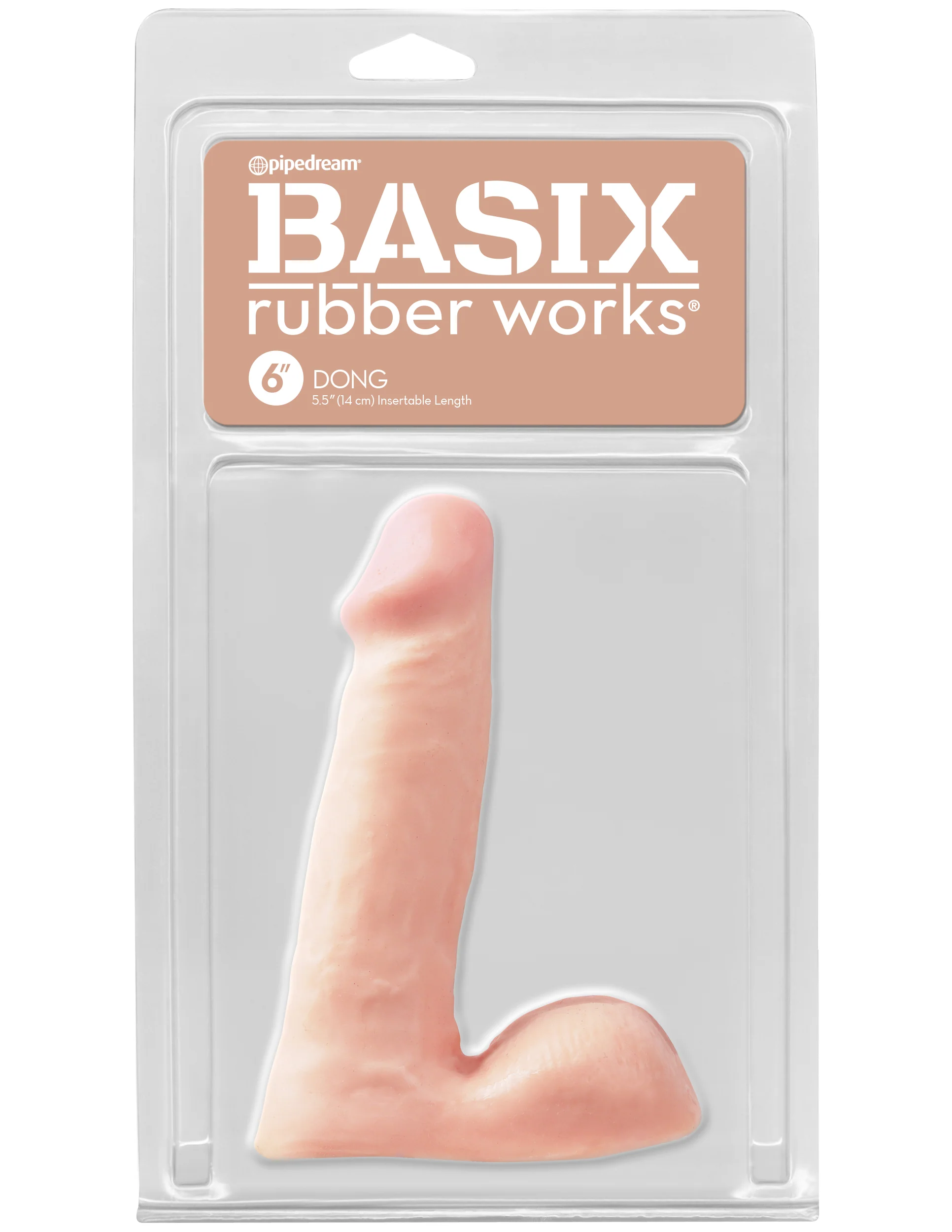 Dildo Basix Rubber Works 6in. Dong - Light