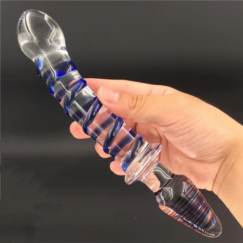 Dildo Double Pleasure Glass - 14 cm + Plug - Image 2
