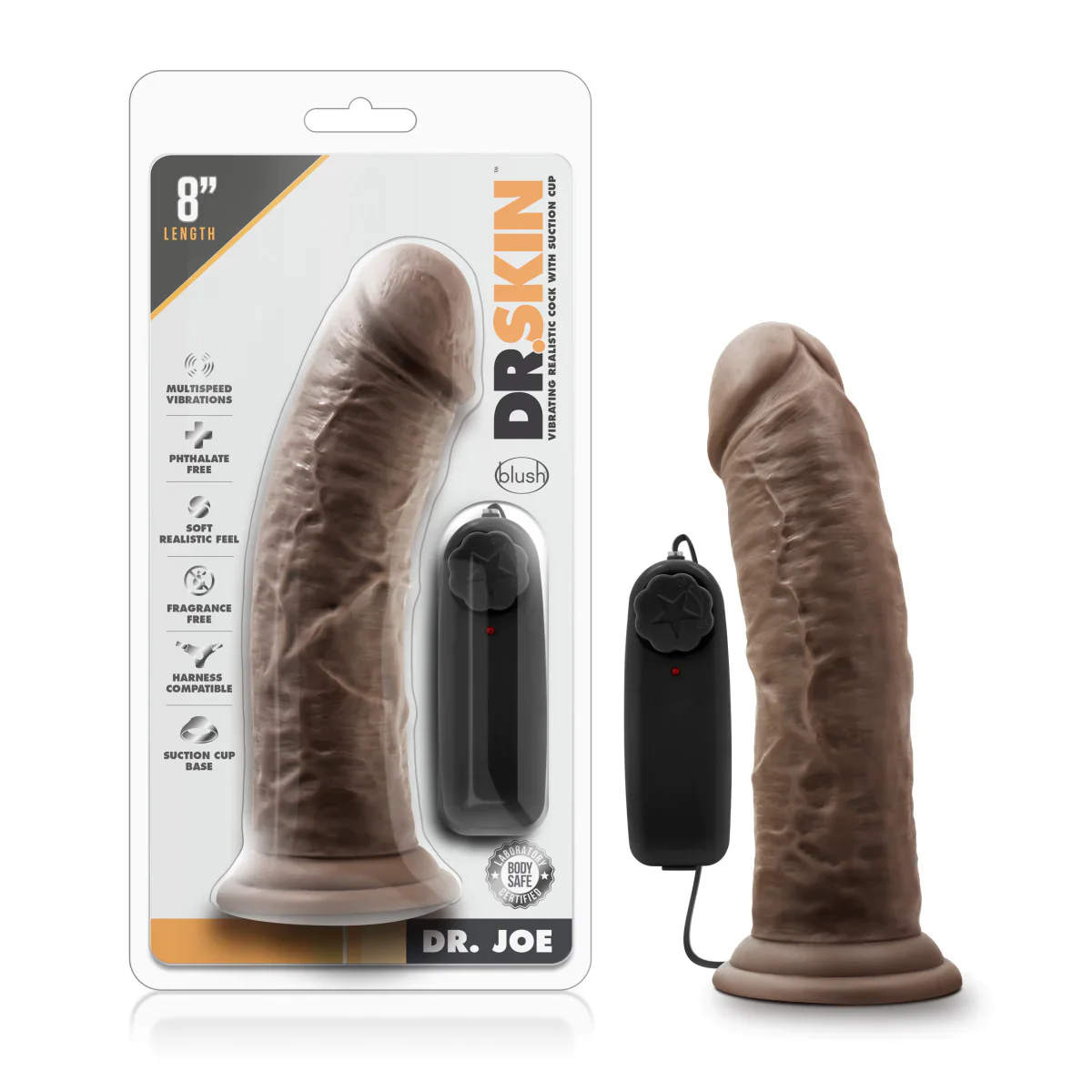 Dildo Dr. Skin Dr Joe 8in. Vibrating Cock - Chocolate