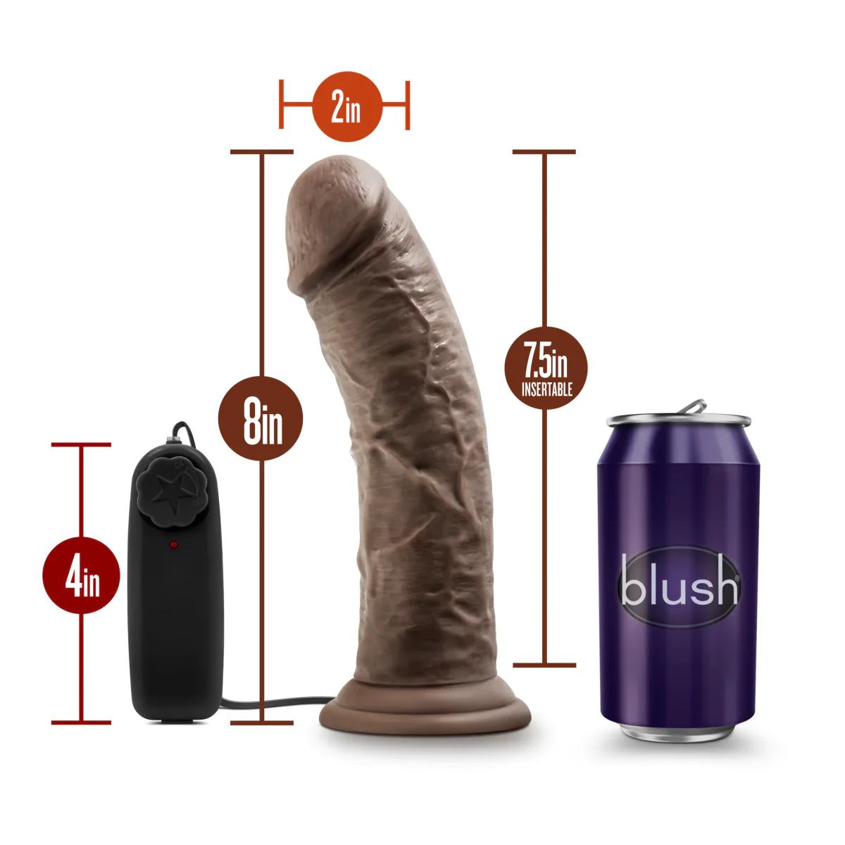 Dildo Dr. Skin Dr Joe 8in. Vibrating Cock - Chocolate - Image 5