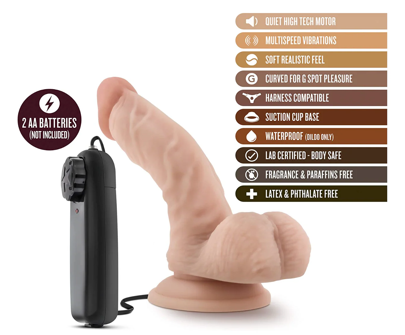 Dildo Dr. Skin - Dr. Ken- 6.5in. Vibrating - Vanilla - Image 2