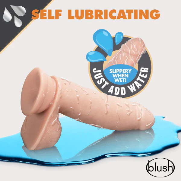 Dildo Dr. Skin Glide - 18 cm Self Lubricating Dildo with Balls - Vanilla - Image 4