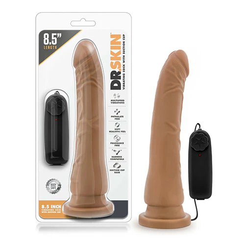 Dildo Dr. Skin Vibrating Realistic Cock With Suction Cup Mocha 8.5″