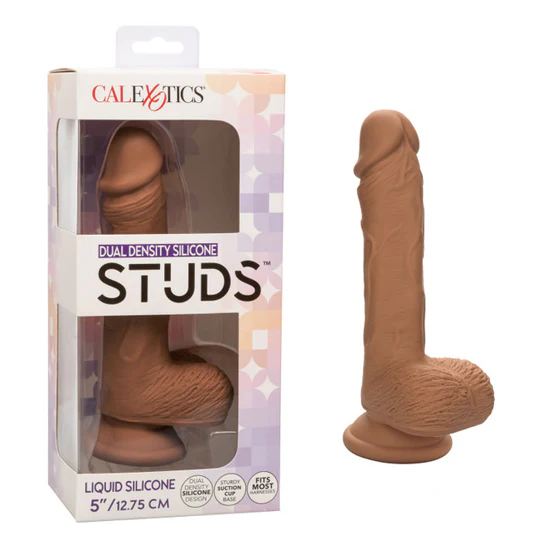 Dildo Dual Density Silicone Stud 5in.- Brown