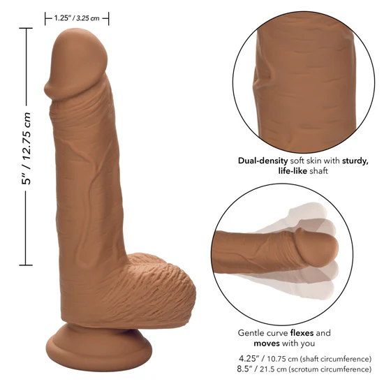 Dildo Dual Density Silicone Stud 5in.- Brown - Image 2
