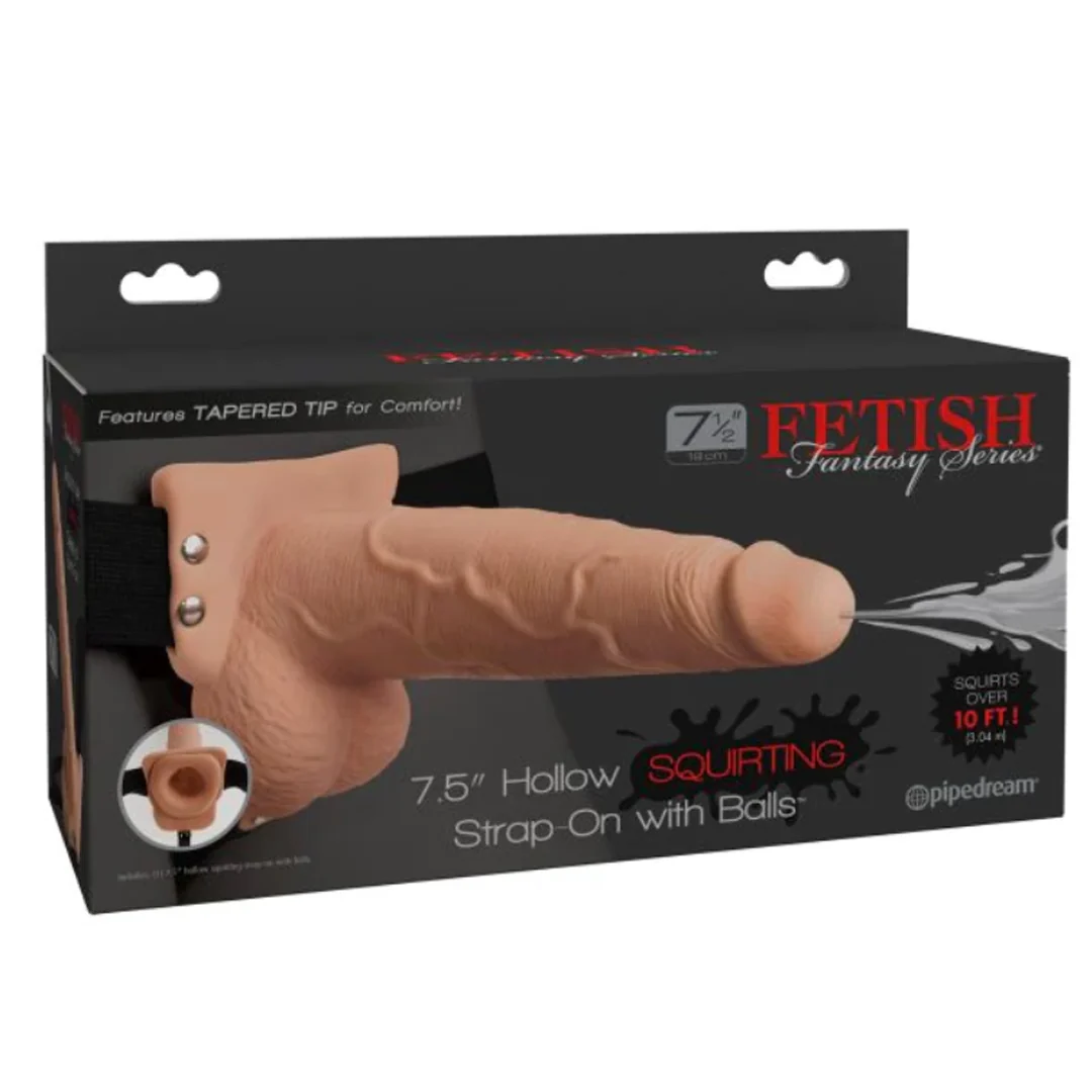 Dildo Fetish Fantasy 19 cm Hollow Squirting Strap-On With Balls Flesh