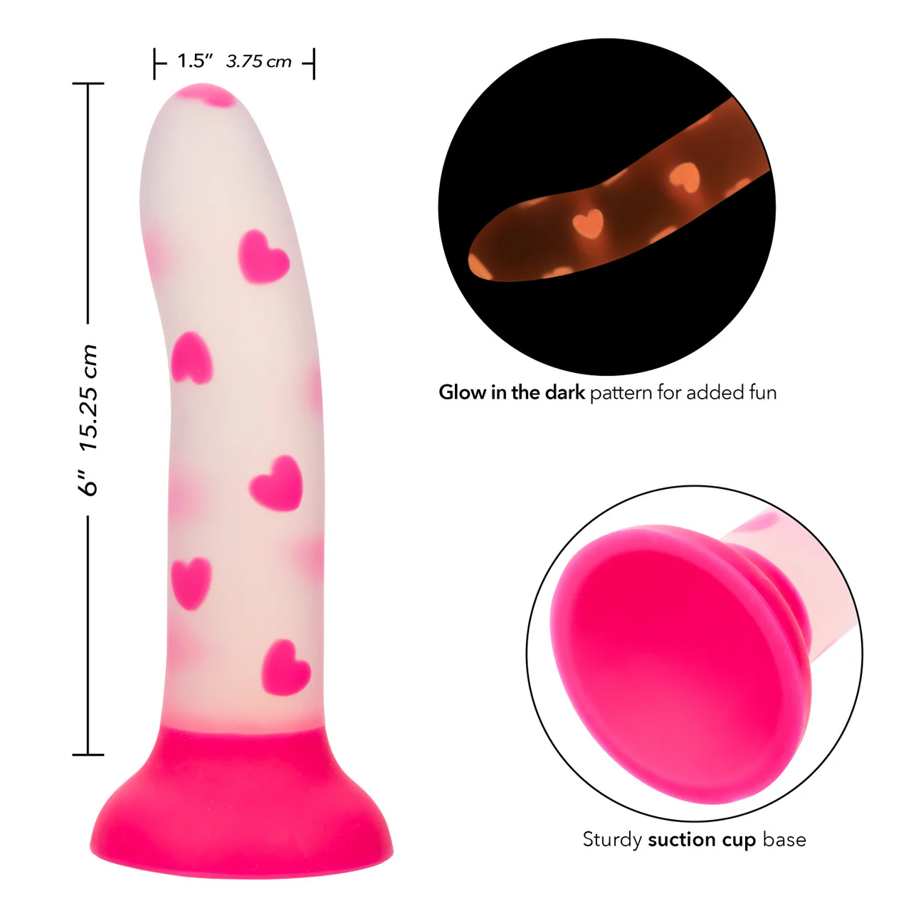 Dildo Glow Stick Heart 6in. - Image 3