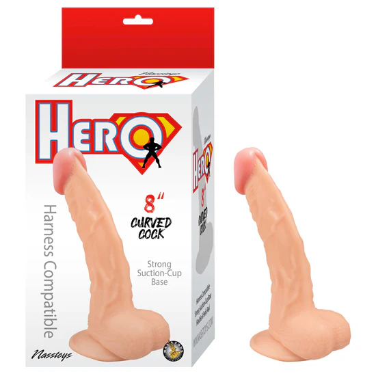 Dildo Hero 8in. Curved Cock-White