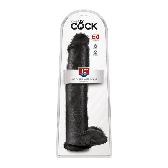 Dildo King Cock 15″ Cock with Balls – Black