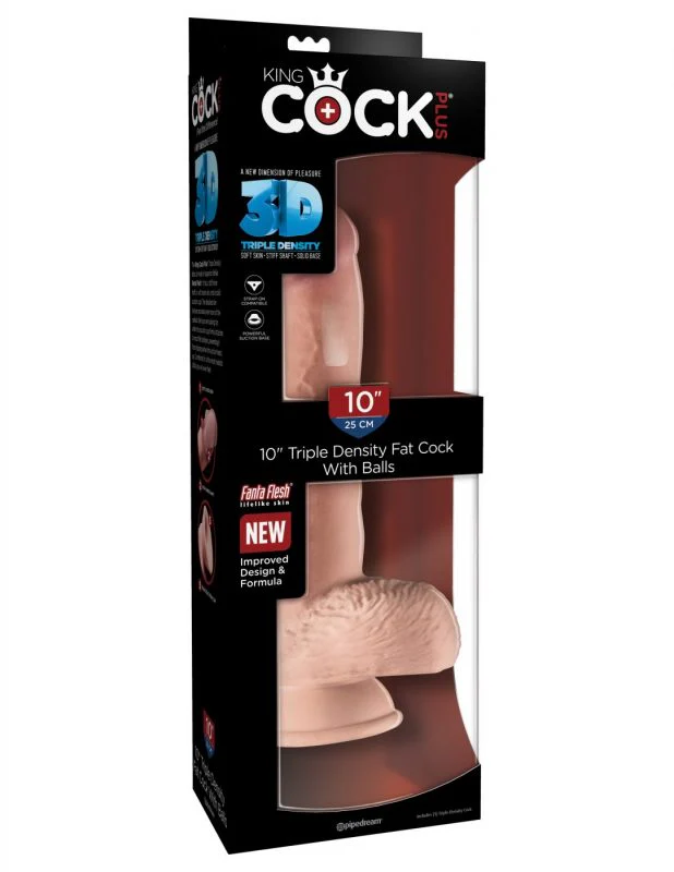 Dildo King Cock Plus 10″ Triple Density Fat Cock With Balls