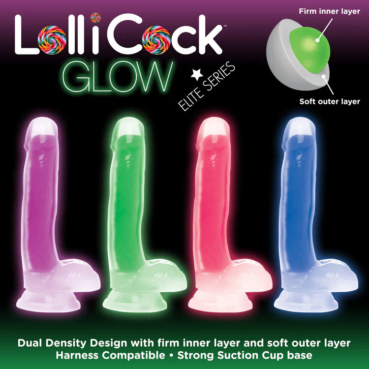Dildo Lollicock Glow in the Dark with Balls - 18 cm - Image 5