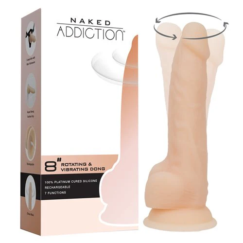 Dildo Naked Addiction 8" Rotating & Vibrating Dong