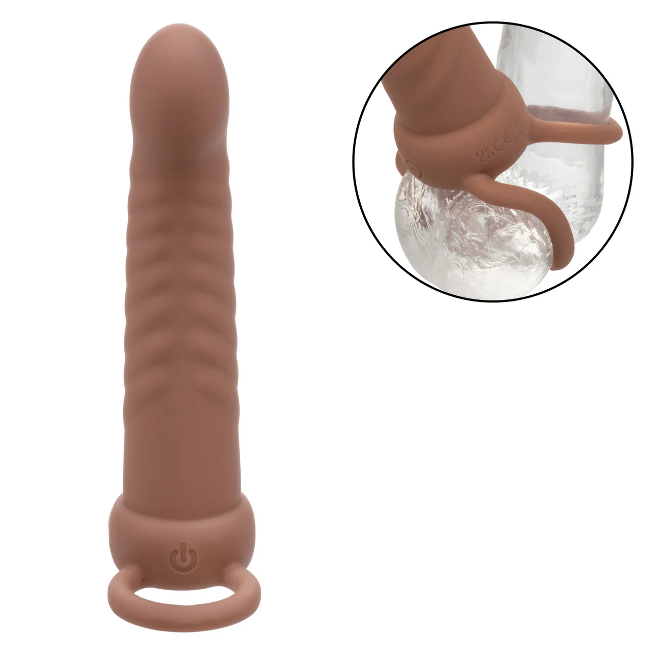 Dildo Performance Performance Maxx™ Rechargeable Ribbed Dual Penetrator - 15 cm- Brown - Image 5