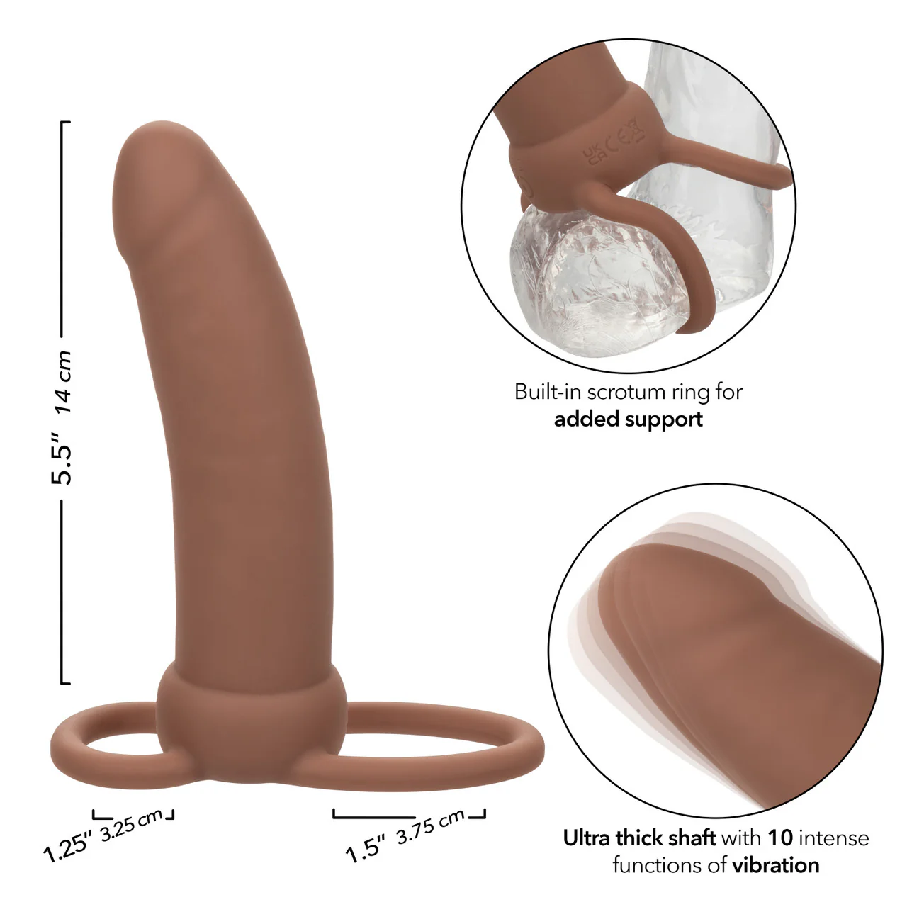 Dildo Performance Performance Maxx™ Thick Dual Penetrator Rechargeable - 13 cm- Brown - Image 4